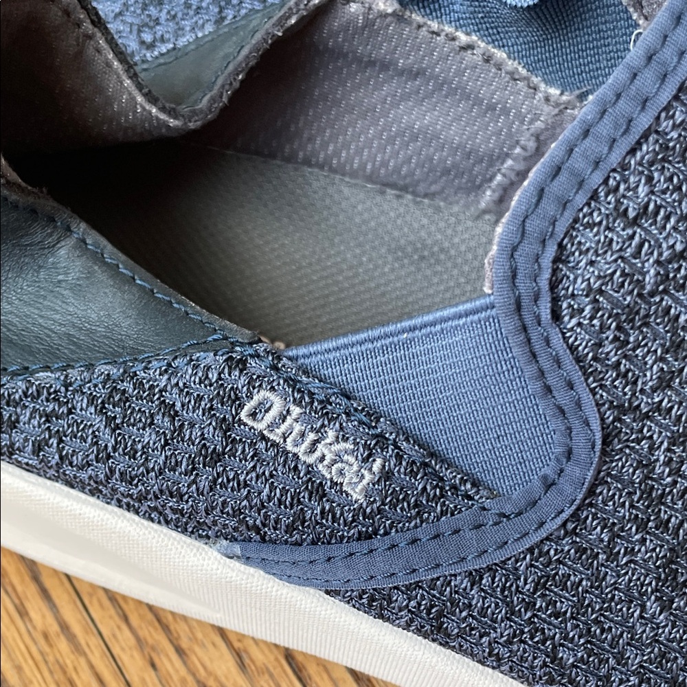 OluKai Textured Blue Slip-On Loafers - Picture 2 of 9